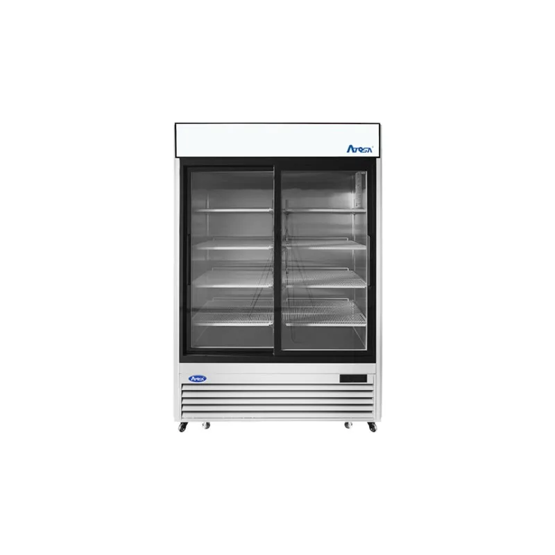 Réfrigérateur présentoir 2 portes vitrées coulissantes en acier inoxydable Atosa MCF8709GR, 54 2/5 po — image 1