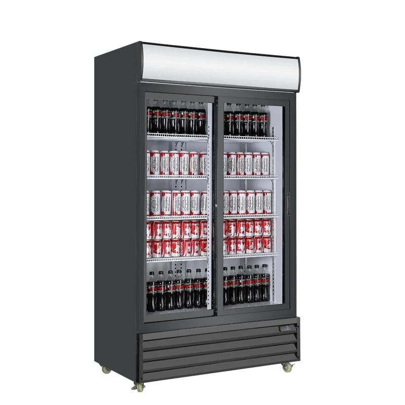 Réfrigérateur présentoir 2 portes vitrées coulissantes EFI C2S-39GD, 24,4 pi³, noir
