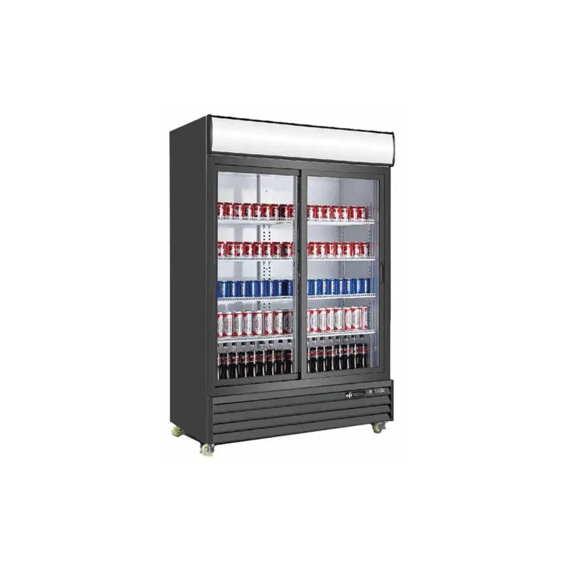 Réfrigérateur présentoir 2 portes vitrées coulissantes EFI C2S-52.4GD, 50 pi³, noir