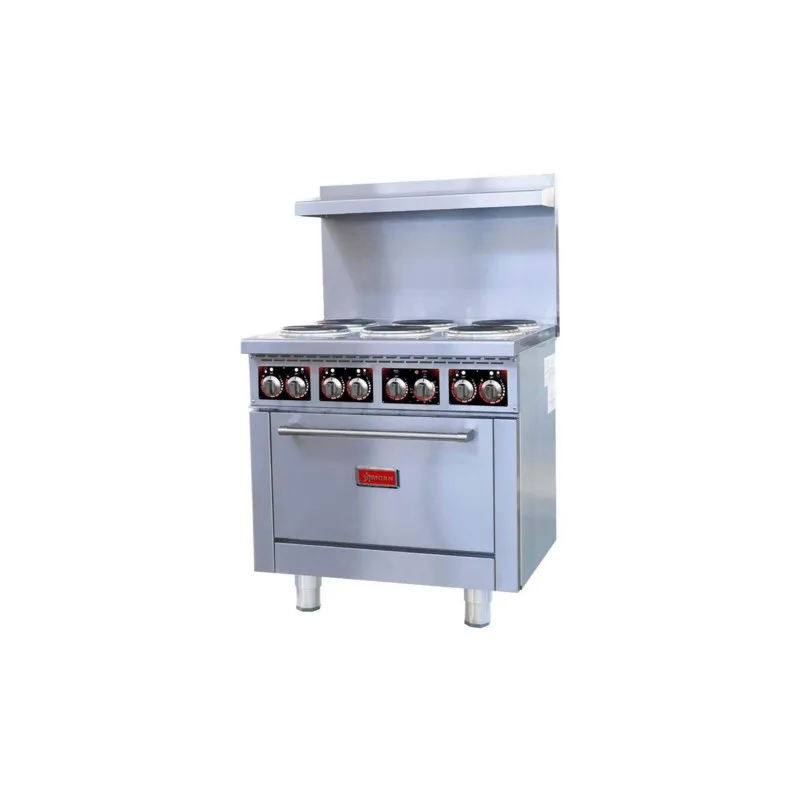 Cuisinière électrique Omcan 49171, 6 plaques et four standard, 36 po, 208 V triphasé