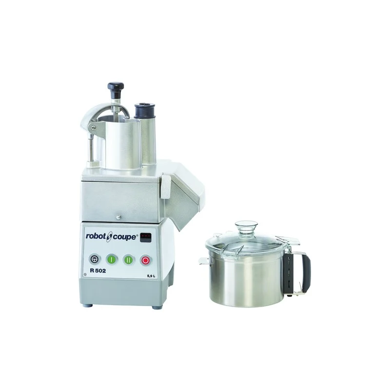Robot combiné Robot Coupe R502, cutter 5,9 L inox et coupe-légumes, 208-240 V triphasé, 2 vitesses, minuterie